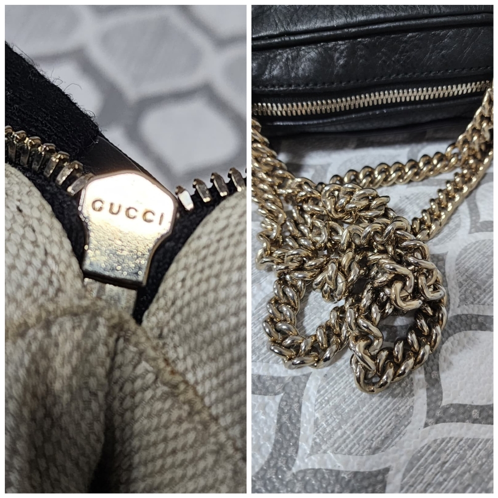 GUCCI Pebbled Leather Soho Chain Shoulder Bag Black - Picture 11 of 16